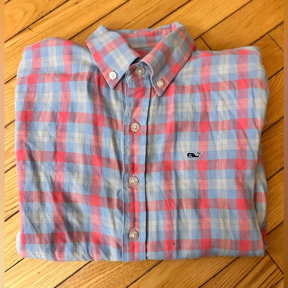 Vineyard Vines Kids Whale Button-Down Shirt | Size 16B | Red/Blue - Picture 4 of 5